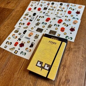 Authentic Fendi - Gold Owl Notebook & 10 Pack of Stickers
